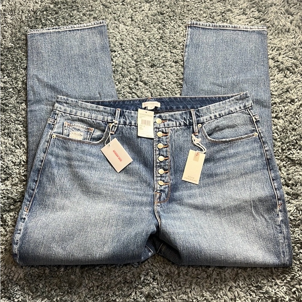 NWT GOOD AMERICAN GOOD BOY BUTTON FLY JEAN PLUS SIZE 18